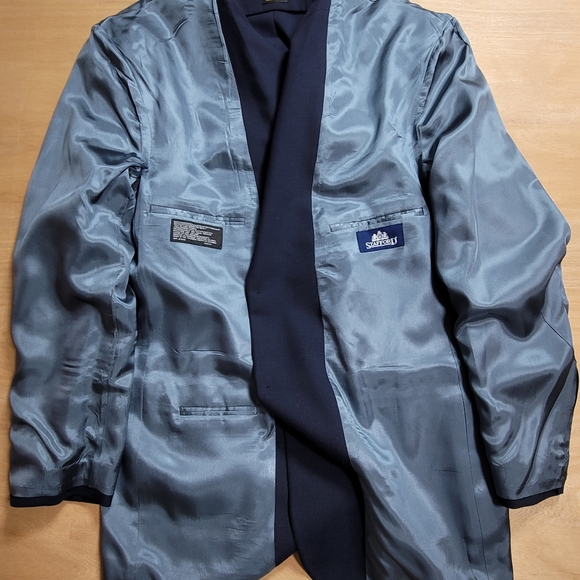 Stafford Sports Coat Mens 46L Jacket Blue Gold Buttons - Picture 13 of 15